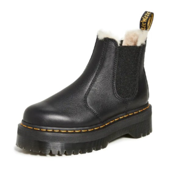 Dr. Martens Shoes - Dr. Doc Martens Quad 2976 Shearling Sherpa Fur Lined Platform Chelsea Boots 6/37
